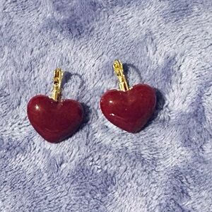 Gold and Red Heart Fashion Earrings